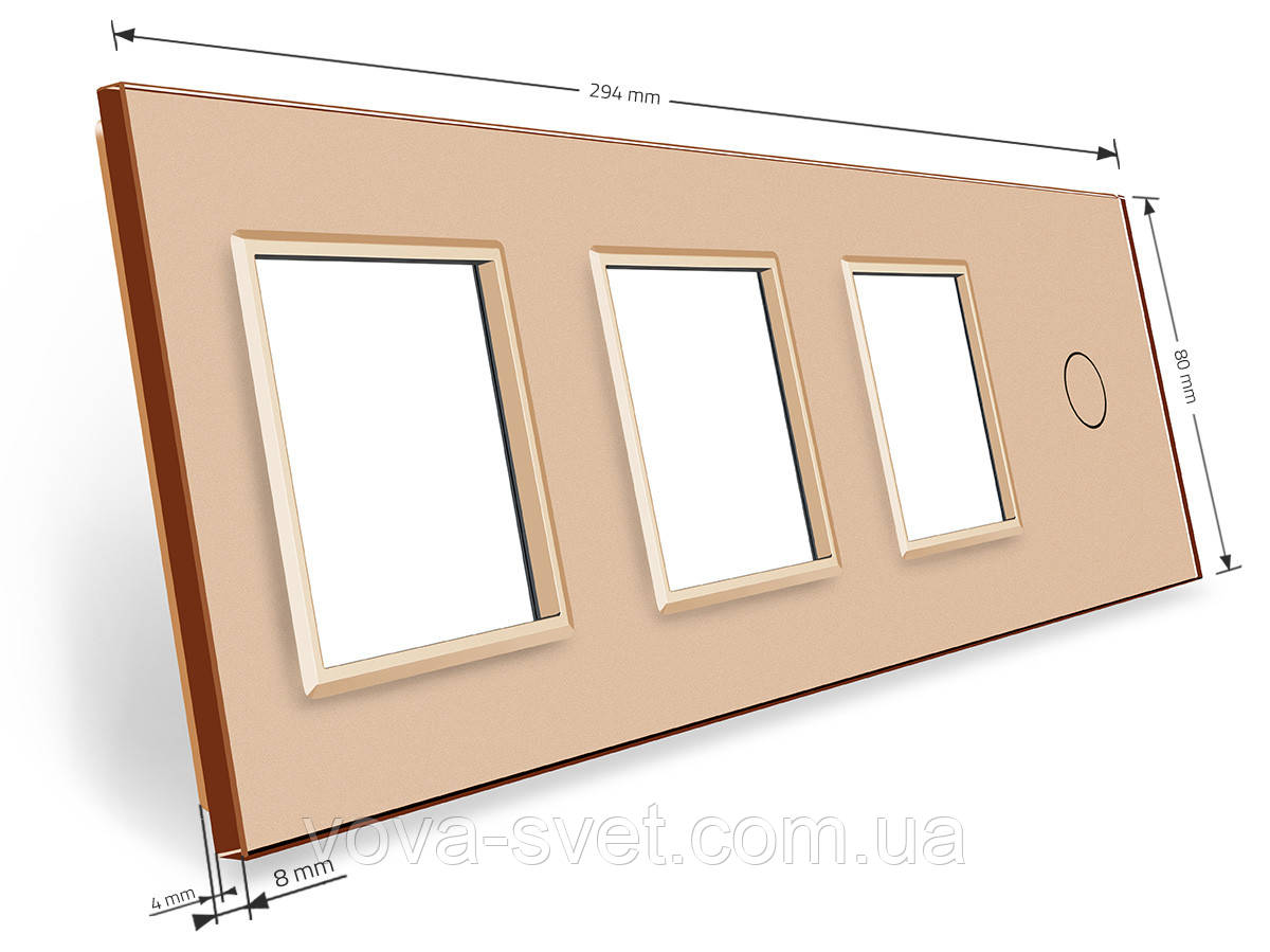 Сенсорная панель выключателя Livolo и трех розеток (1-0-0-0) золото стекло (VL-C7-C1/SR/SR/SR-13) - фото 3 - id-p816445261