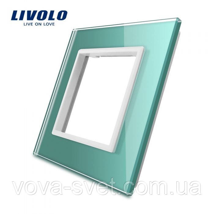Рамка розетки Livolo 1 пост зеленый стекло (VL-C7-SR-18) - фото 1 - id-p1230333328