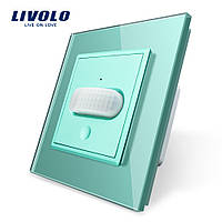 Сенсорный выключатель с датчиком движения Livolo зеленый стекло (VL-C701RG-18)