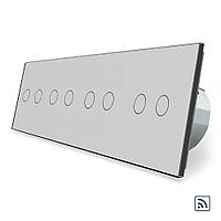 Сенсорный радиоуправляемый выключатель Livolo 8 канала (2-2-2-2) серый стекло (VL-C708R-15)