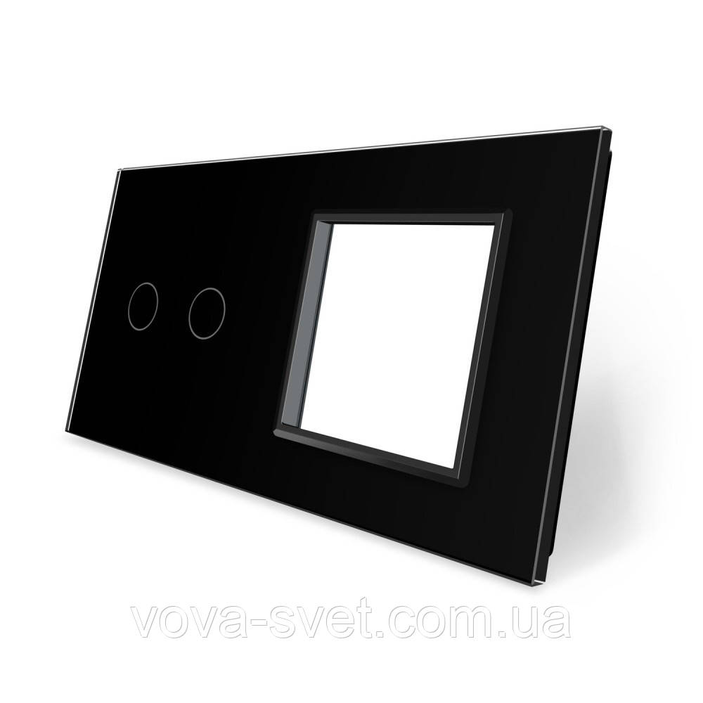 Сенсорная панель выключателя Livolo 2 канала и розетки (2-0) черный стекло (VL-C7-C2/SR-12) - фото 1 - id-p816444211