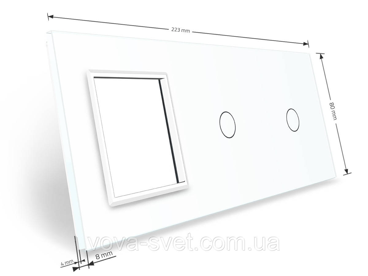 Сенсорная панель выключателя Livolo 2 канала и розетку (1-1-0) белый стекло (VL-C7-C1/C1/SR-11) - фото 3 - id-p816444227