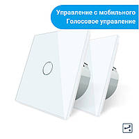 Комплект Сенсорних прохідних вимикачів Livolo Wi-Fi управління білий (VL-C701SZ/C701S-11)