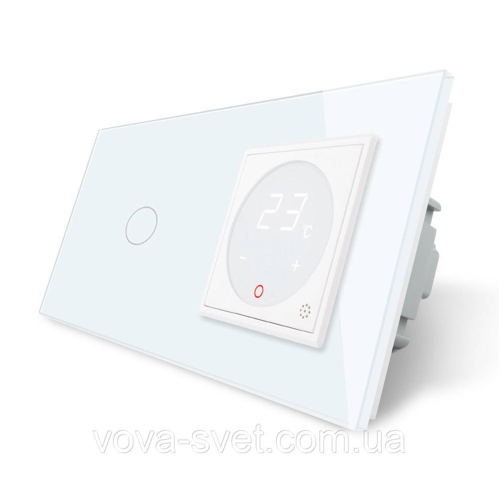 Сенсорний вимикач 1 сенсор Терморегулятор з виносним датчиком температури для теплої підлоги Livolo білий (VL-C701/C701TM2-11)