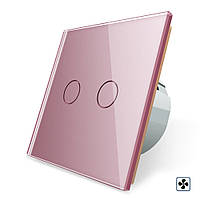 Сенсорний вимикач Livolo для ванної кімнати світло і витяжка рожевий скло (VL-C702-2IH-17)