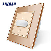 Сенсорный выключатель с датчиком движения Livolo золото стекло (VL-C701RG-13)