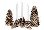 Підсвічник декоративний Шишки на 3 свічки, 22см, колір - коричневий з золотом, фото 3