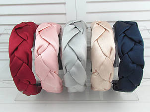 Об'ємні обручи коса пластик/текстиль 6 шт/уп.