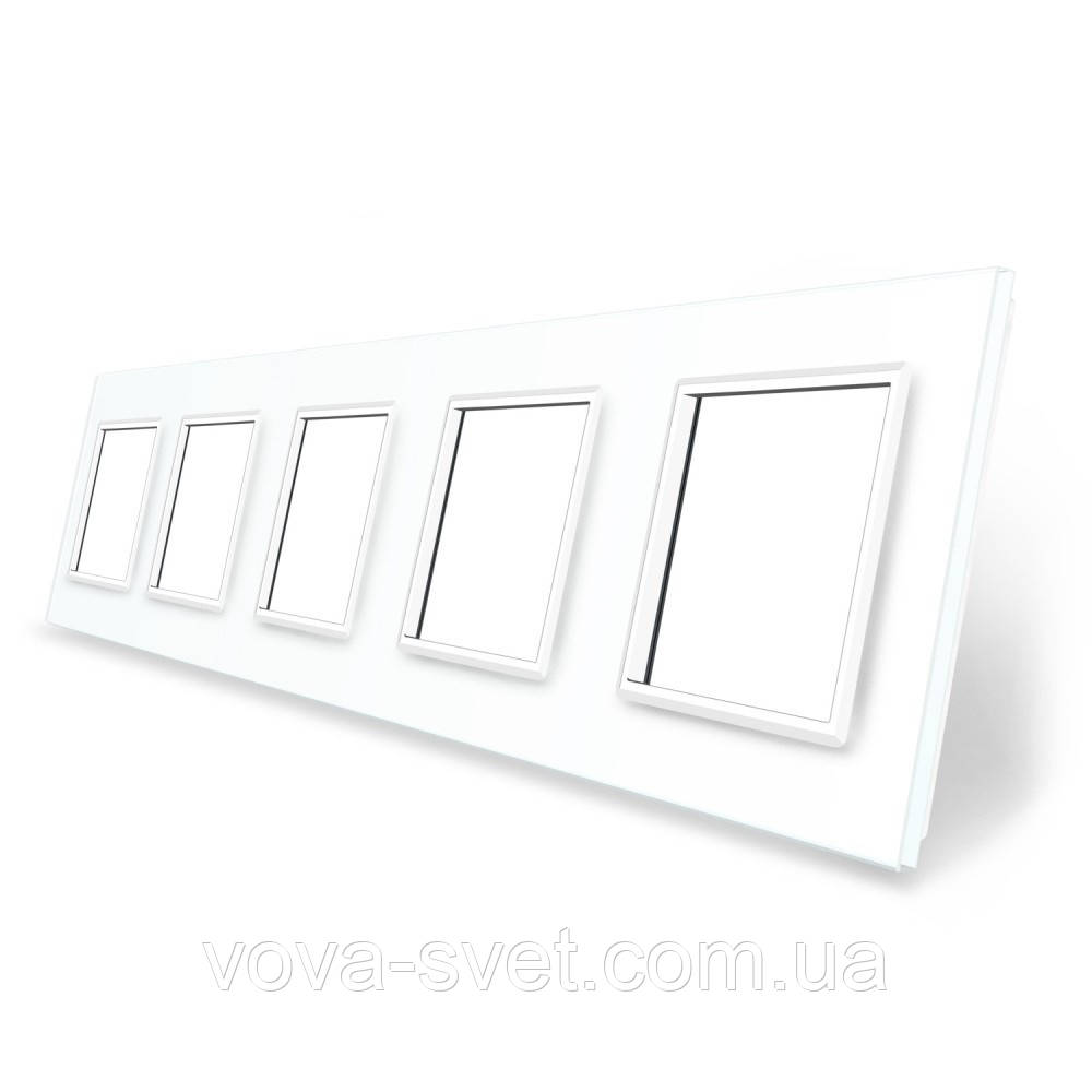 Рамка розетки Livolo 5 постов белый стекло (VL-C7-SR/SR/SR/SR/SR-11) - фото 1 - id-p816442721