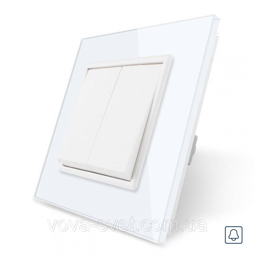 Двоклавішний кнопка Імпульсний вимикач Livolo білий скло (VL-C7K2H-11)