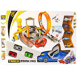 Дитячий іграшковий трек-запуск Peng Rong 7 машинок, вертоліт.