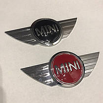 Емблема MINI (Міні) 115mm (значок, наклейка, логотип на капот, багажник) Сріблясто-Чорна, фото 3