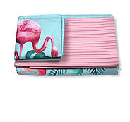 Постільна білизна Королева Ночі (Ранфорс) | Двоспальний комплект | 50х70 | Фламінго на блакитному, фото 2