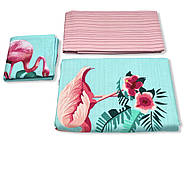 Постільна білизна Королева Ночі (Ранфорс) | Двоспальний комплект | 50х70 | Фламінго на блакитному, фото 3