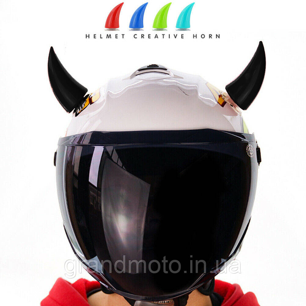 Ріжки для шолома мотоцикліста на присосках чорні пара, фото 1