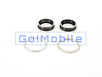 Стекло камеры для iPhone 11 белое + кольцо (серебристое) (комплект 2 шт.)