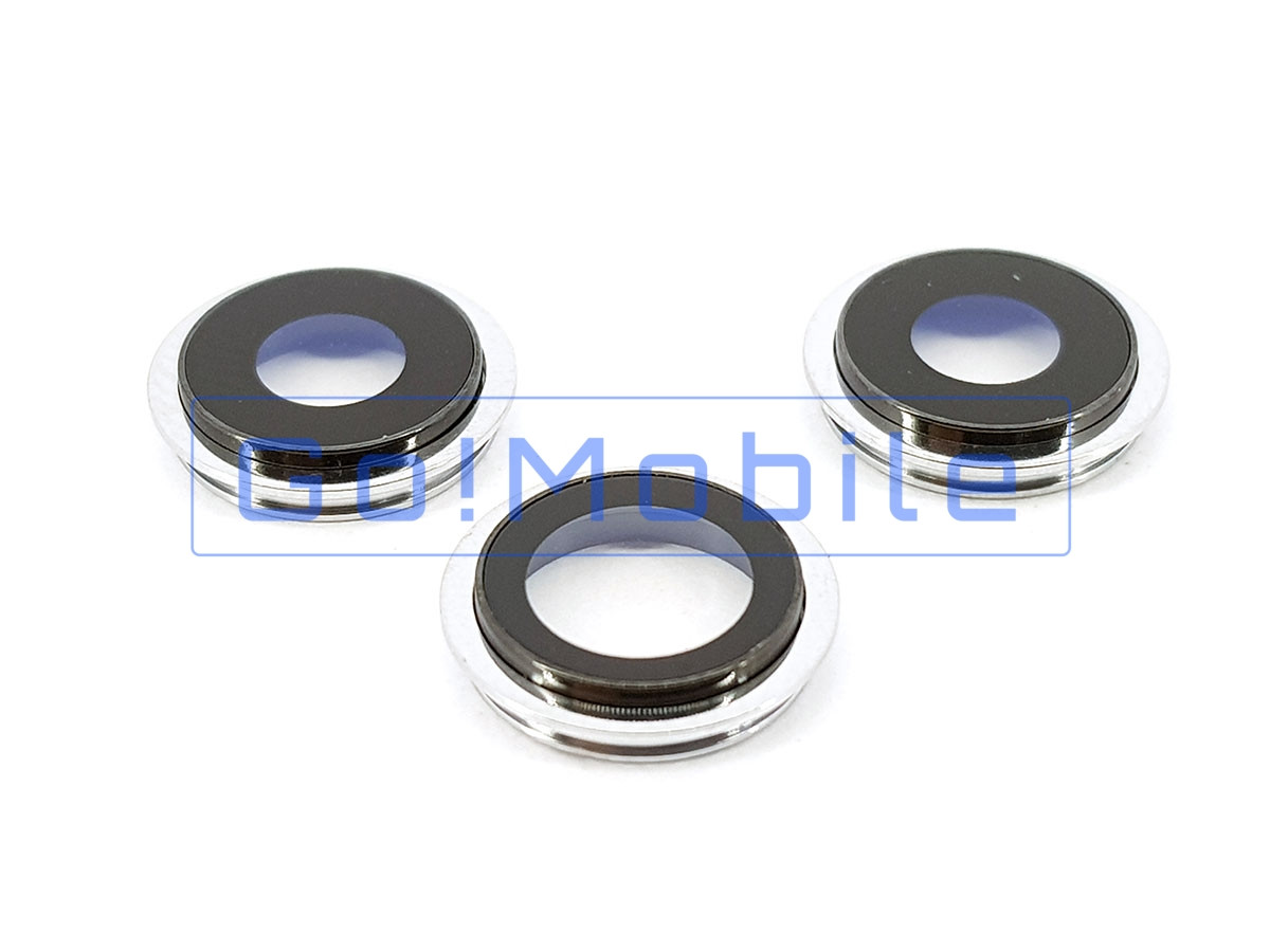 Скло камери iPhone 11 Pro, 11 Pro Max, біле (сріблясте) + кільце (комплект 3 шт.), фото 1