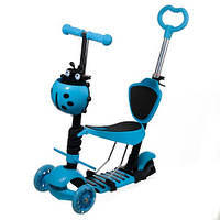 Дитячий самокат-беговел 5в1 з сидінням та батьківською ручкою