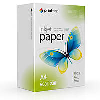 Фотопапір PrintPro глянсовий 230 г/м2, A4, 500 л. (PGE230500A4)