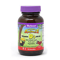 Витамины и минералы Bluebonnet Rainforest Animalz Vitamin D3 400IU, 90 жевательных таблеток