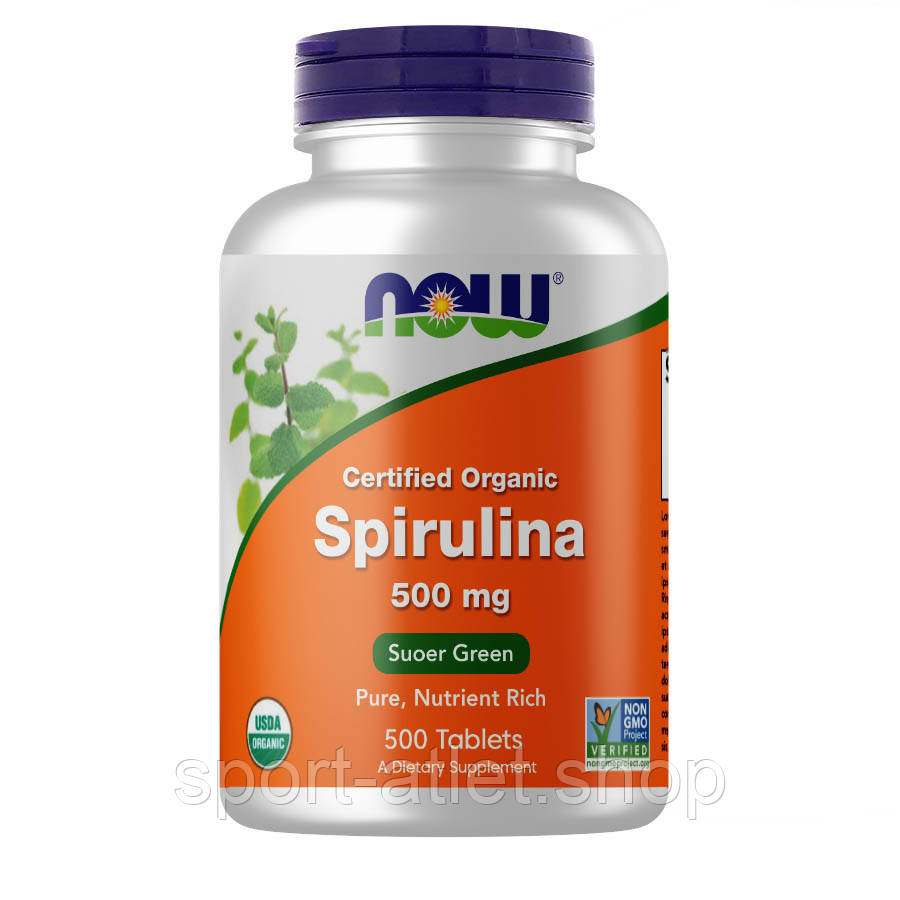 Натуральна добавка NOW Spirulina 500 mg, 500 таблеток