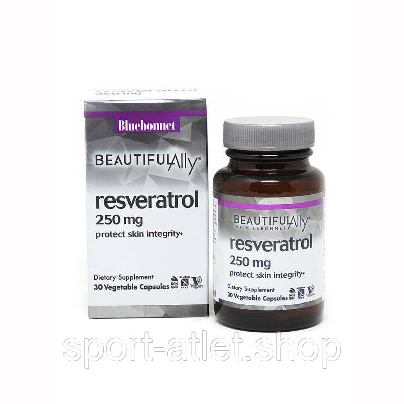 Натуральна добавка Bluebonnet Nutrition Beautiful Ally Resveratrol 250 mg, 30 вегакапсул
