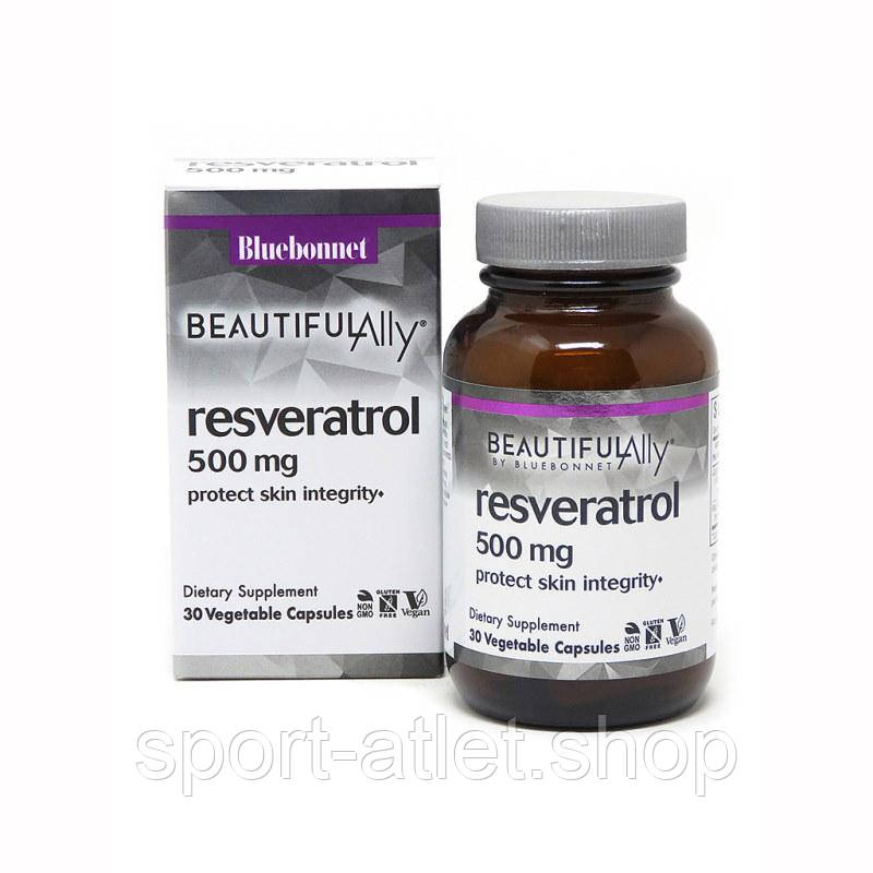 Натуральна добавка Bluebonnet Nutrition Resveratrol 500 mg, 30 вегакапсул - Beautiful Ally