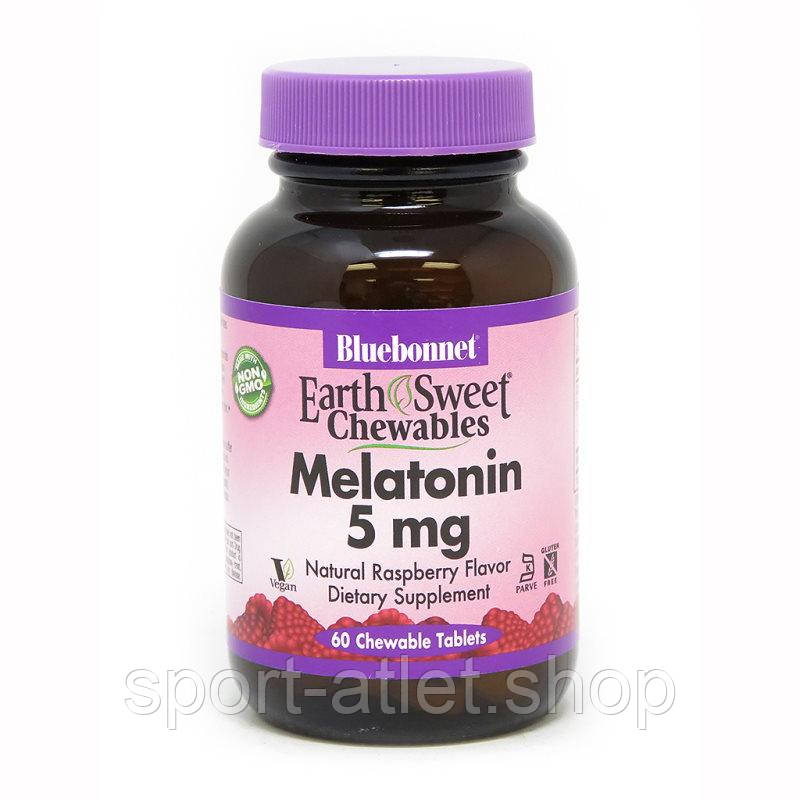 Натуральна добавка Bluebonnet Nutrition Earth Sweet Chewables Melatonin 5 mg, 60 жувальних таблеток