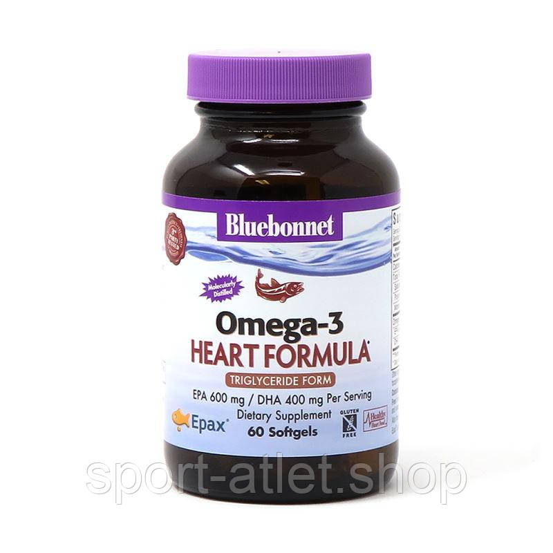 Жирні кислоти Bluebonnet Nutrition Natural Omega-3 Heart Formula, 60 капсул, фото 1