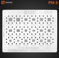 Трафарет BGA Amaoe PM:3 Qualcomm 0.40x16x16, 0.35x12x12, PM7150, PM439, PM845/562,PM660 V2.0 (0.12mm)