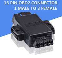 Разветвитель OBD2 х 3OBD2, сплиттер OBD2 на 3 разъема 16 Pin, тройник, удлинитель для сканера автомобиля униве