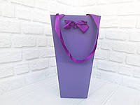 Влагостойкий самосборный коробок для цветочных композиций "Трапеция" , Фиолет, 26*15*10