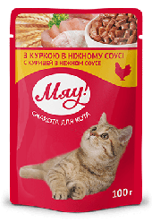 Консерва для доросих кішок/котів «З куркою в ніжному соусі», Няв, 100 г