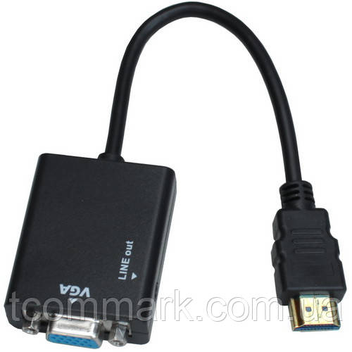 Конвертер HDMI в VGA + аудио (штекер HDMI - гнездо VGA + шнур AUX ...