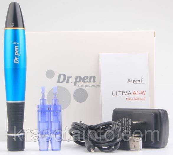 Дермапен Dr. pen ultima А1 W з акумулятором + концентрат і маска, дермаштамп вихід голки 0,25 мм - 3,00 мм