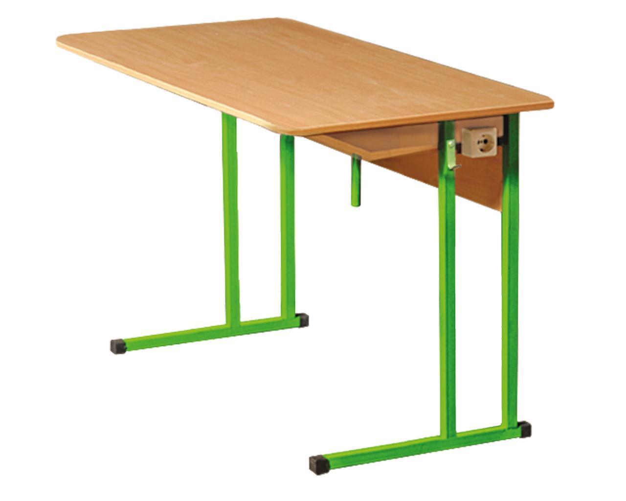 Стіл лабораторний фізичний з пластиковою столешнею, ростовї групи №6 з 2 розетками, фото 1