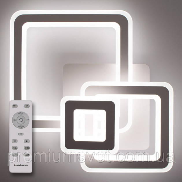 Стельовий світлодіодний світильник з пультом ДК TRIPLEX SQUARE 124 W S-700/600-WHITE/WHITE-220-IP44, фото 1