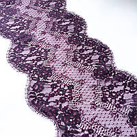 Ажурное кружево шантильи (с ресничками) пурпурно-красного оттенка шириной 21 см, длина купона 2,85 м.