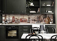 Скинали на кухню Zatarga " Лондонская площадь" 600х3000 мм коричневый виниловая 3Д наклейка кухонный фартук