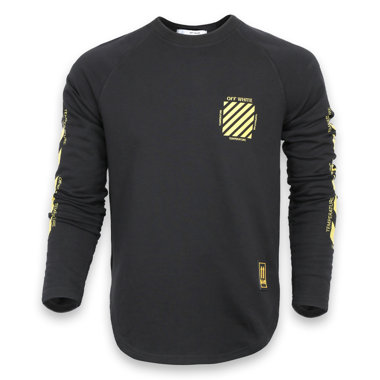 Світшот чоловічий чорний з жовтим OFF-WHITE №6, рис на рукавах BLK M(Р) 20-518-201-003
