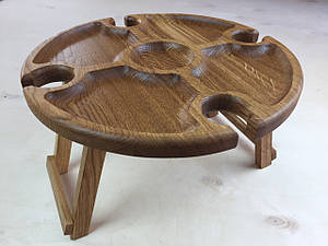 Винний столик на складних ніжках дуб 34.5 см, висота 20 см.
