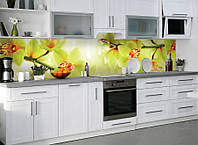 60x250 см Фартук виниловый, оклейка кухни, защитная пленка для кухни Орхидеи тигровые