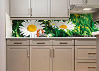 60х250 см Вінілова наклейка кухонний фартух-скинали, самоклейка для кухні Сонячні ромашки