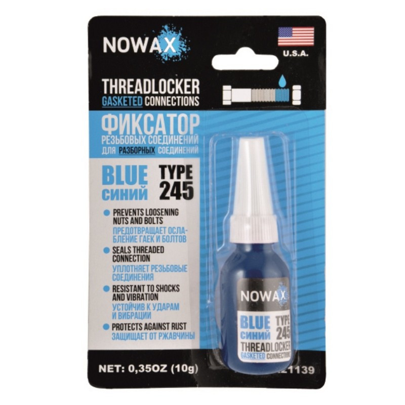 Фіксатор різьби синій 1600 psi NOWAX -60+150°С 10г (NX21139)