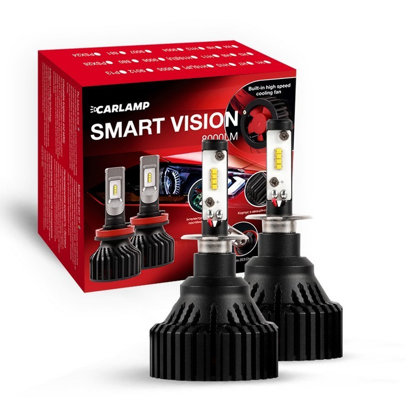 Світлодіодні лампи H3 для авто Carlamp Smart Vision Led автолампи 8000 Lm 6500 K (SM3), фото 1