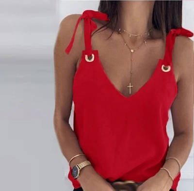 Жіноча червона майка  з зав'язками ,РОЗМІР ТІЛЬКИ 38/40(XS)