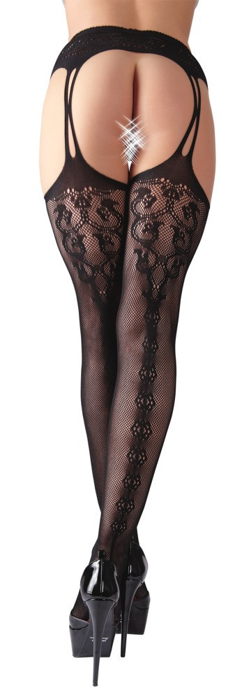 Эротические колготки с вырезом Cottelli Collection Suspender Belt and Stockings от Orion   | Knopka