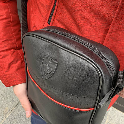 Чоловіча барсетка Puma Ferrari чорна (Пума Ферарі) сумка через плече, фото 2