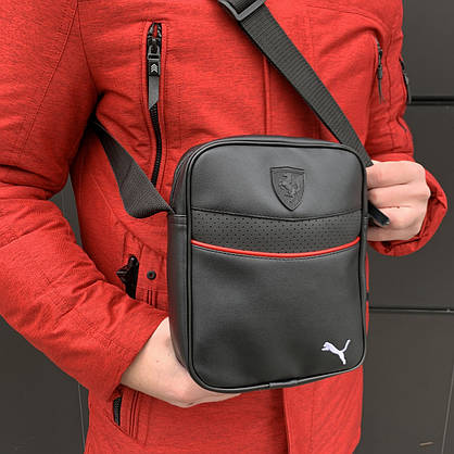 Чоловіча барсетка Puma Ferrari чорна (Пума Ферарі) сумка через плече, фото 3