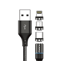 Магнитный кабель 3 в 1 Kaku KSC-234 USB Type-C / Lightning / MicroUSB 1m - Black